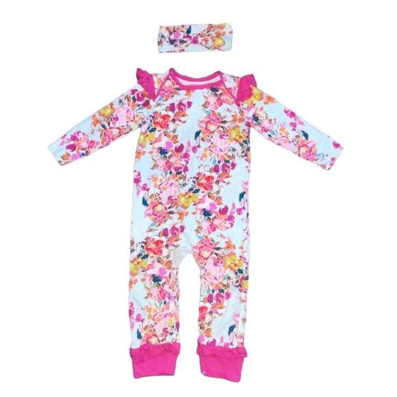 Ricrac & Ruffles Other - 24m Ricrac & Ruffles Baby Girls Wild Whims Simply Soft Romper w/ Headband Set
